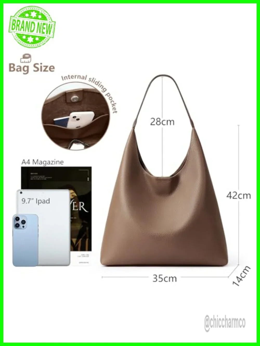 Slouchy Hobo Bag Vegan Leather Suede Tote Shoulder Weekender Travel Purse